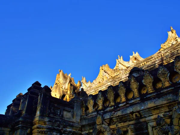 Horní Chodba Staré Známé Památky Maha Aungmye Bonzan Menu Brick — Stock fotografie