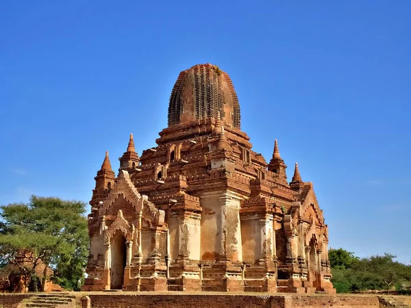 Zřícenina Chrámu Který Ukazuje Krásnou Architekturu Starověkého Bagan Světového Dědictví — Stock fotografie