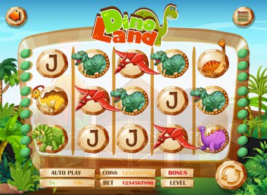 Dinozor karakterlerle yuvası oyun şablonu