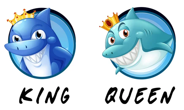 Sharks being king and queen — Stock Vector