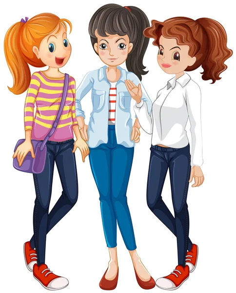 Three women hanging out together — Stock Vector