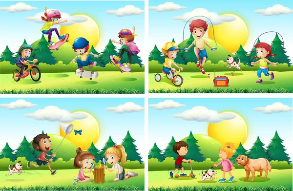 Kids playing in the park — Stock Vector