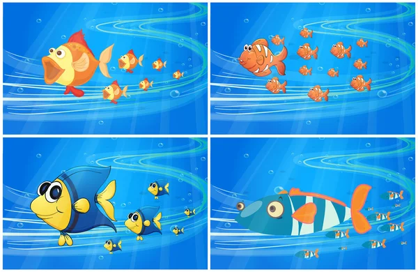 Scener med fisk under vattnet — Stock vektor