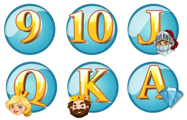 Harfler ve sayılar yuvarlak rozetleri üzerinde