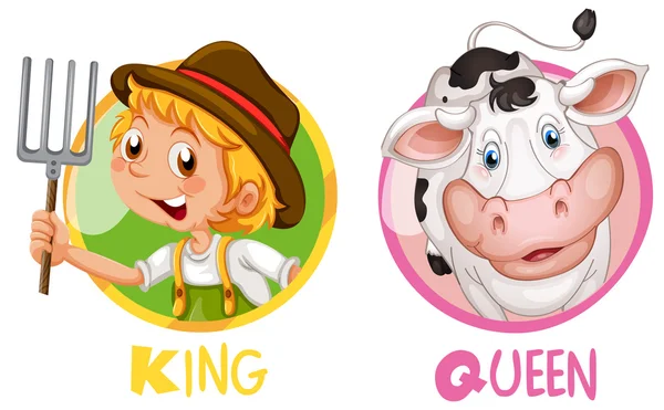 Kral ve Kraliçe üzerinde yuvarlak rozeti