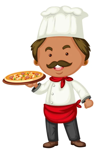 Chef masculino haciendo pizza — Vector de stock