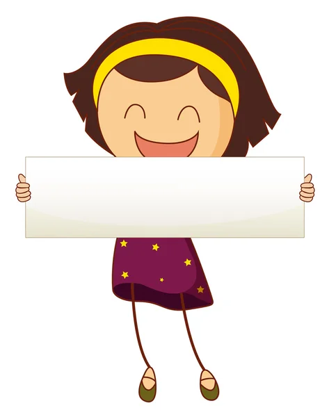 Little girl holding white sign — Stock Vector