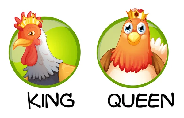 Kurczak jest król i królowa — Wektor stockowy