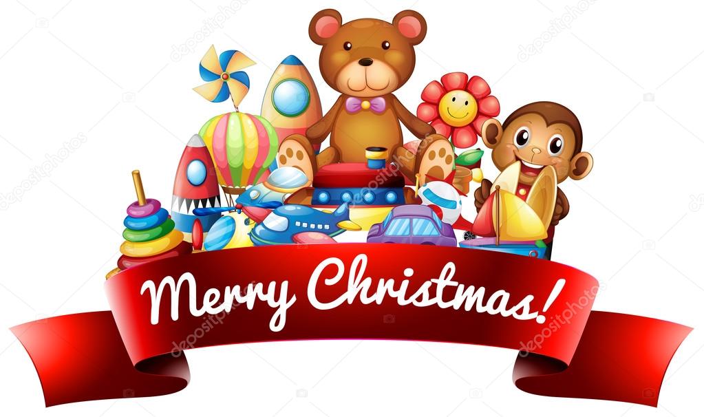 Merry Christmas sign with toys