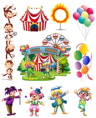 Palyaçolar ve diğer nesneleri Circus