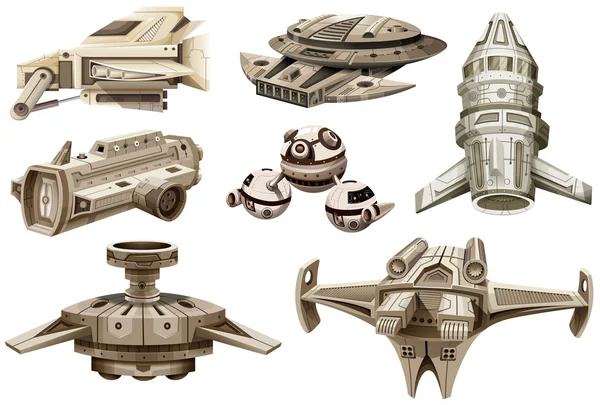 Different designs of spaceships — Stock Vector