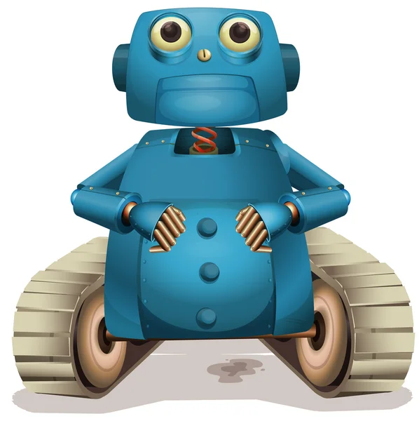 Robot azul con ruedas — Vector de stock