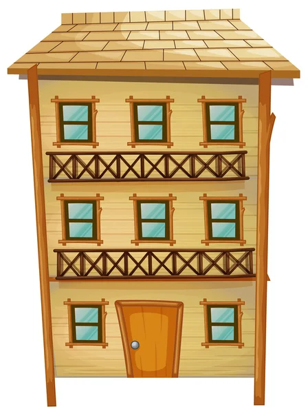 Holzhaus mit drei Stockwerken — Stockvektor