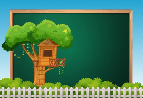 Bestuur sjabloon met treehouse — Stockvector