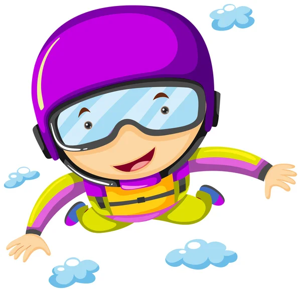 Person doing sky diving in the sky — Stock Vector