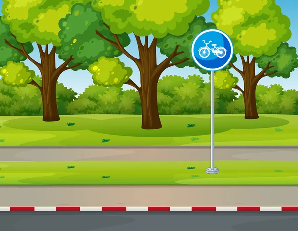 Park scene with bike lane on the road — Stock Illustration Park scene with bike lane on the road Vector Graphics