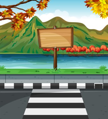 Yol boyunca ahşap işareti