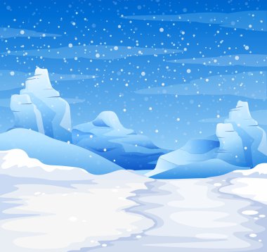 Картина, постер, плакат, фотообои "сцена природы со снегом, падающим на землю море", артикул 126733122