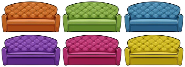 Sofa in six different colors — Stock Vector