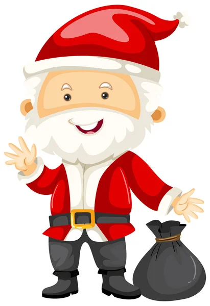 Weihnachtsmann mit schwarzer Tasche — Stockvektor