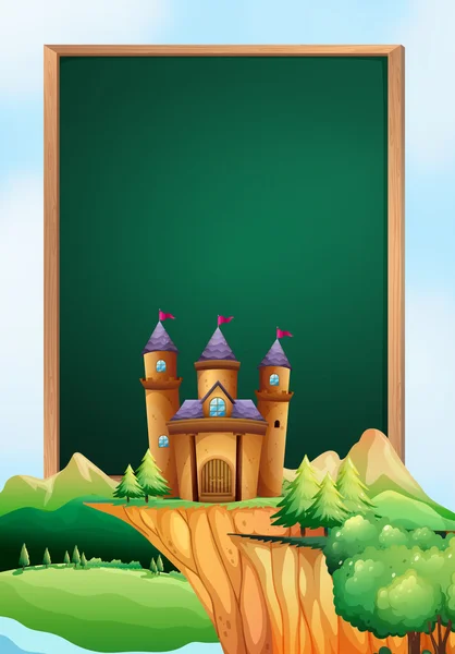 Projeto do quadro com torres do castelo no fundo — Vetor de Stock