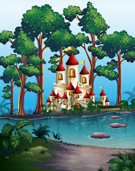 Πύργους του κάστρου στο δάσος — Διανυσματικό Αρχείο