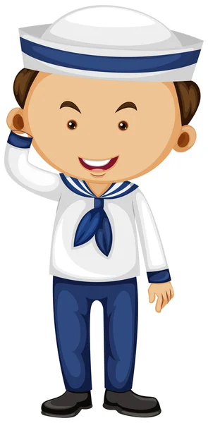 Matelot en tenue blanche et bleue — Image vectorielle