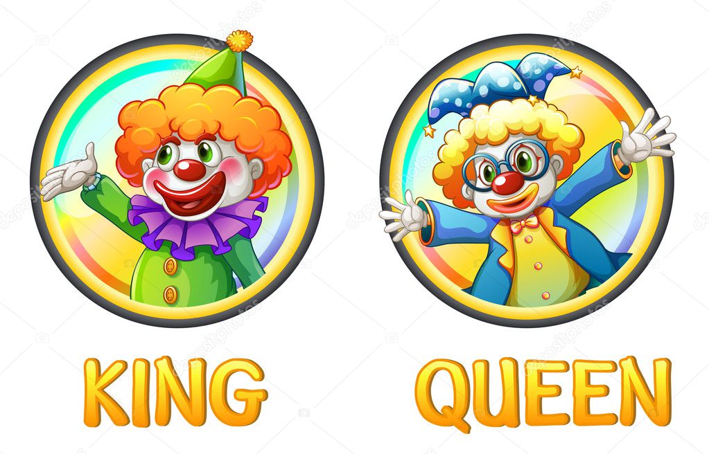 King and queen with happy face Royalty Free Vector Image