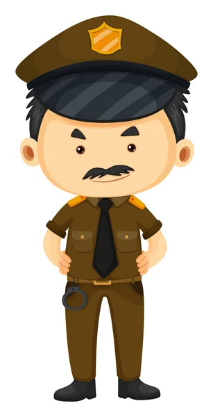 Policeman in brown uniform — Stock Vector