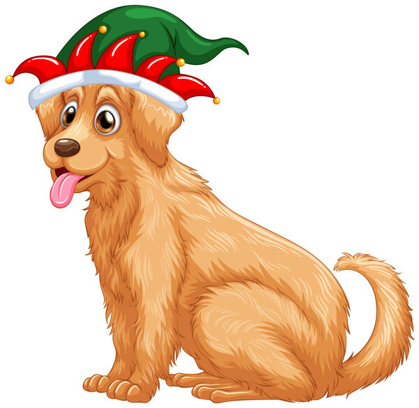 Симпатичная собака в шляпе шута
