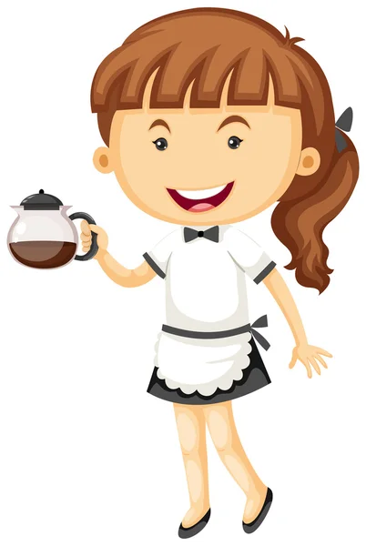 女服务员服务壶茶 — 图库矢量图片