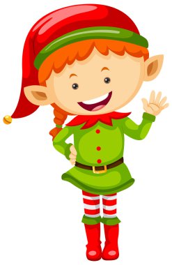 Female elf in green outfit clipart