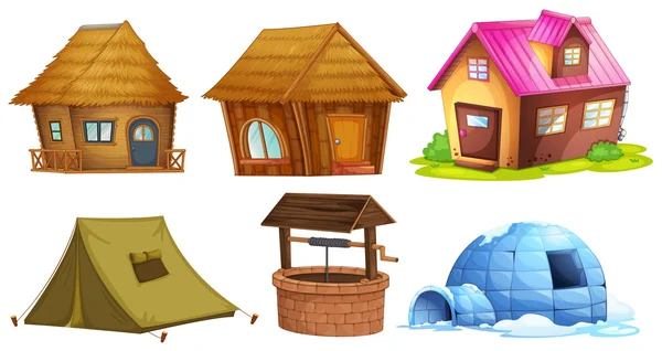 Different kinds of shelters — Stock Vector