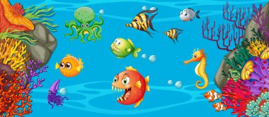 Birçok balık sualtı sahne