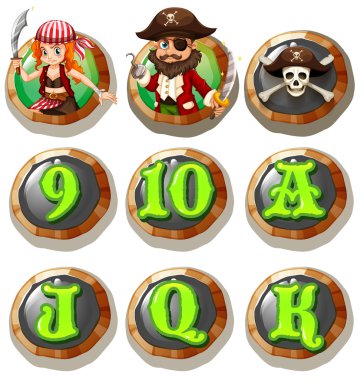 Oyun karakterleri ve sayıları belirteci üzerinde