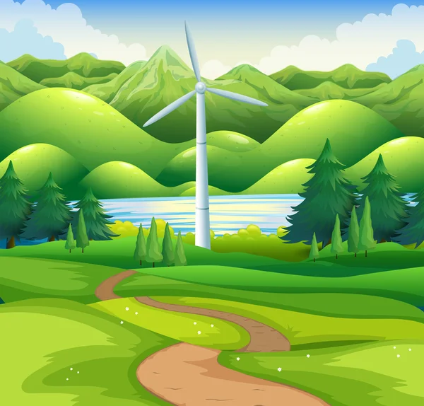 フィールドに風車タワー — ストックベクタ