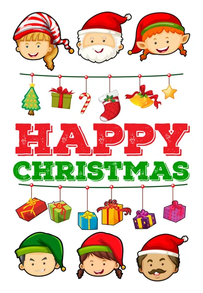 Cartolina di Natale con addobbi natalizi — Διανυσματικό Αρχείο