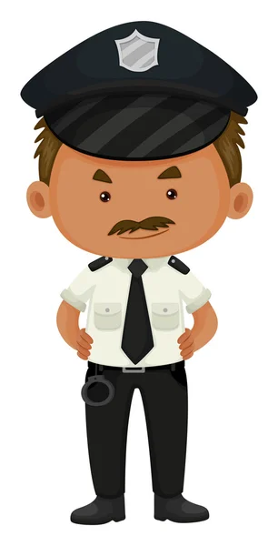Policial de uniforme preto e branco — Vetor de Stock