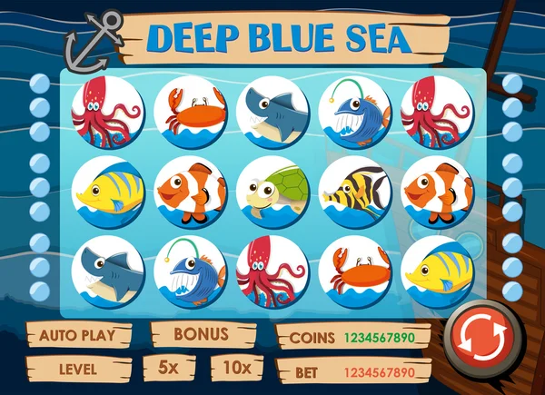 Modèle de jeu avec des animaux marins — Image vectorielle