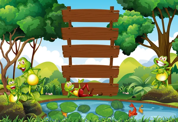 Panneau en bois dans la jungle — Image vectorielle