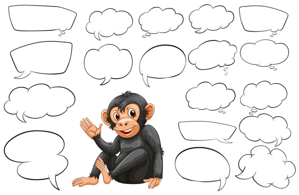 Macaco e diferentes tipos de discursos bolha —  Vetores de Stock