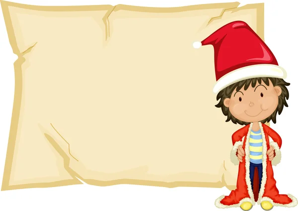 Noel Baba şapkalı çocuk ile kağıt şablonu — Stok Vektör