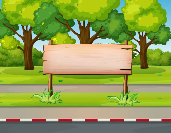 Cartel de madera en el parque público — Vector de stock