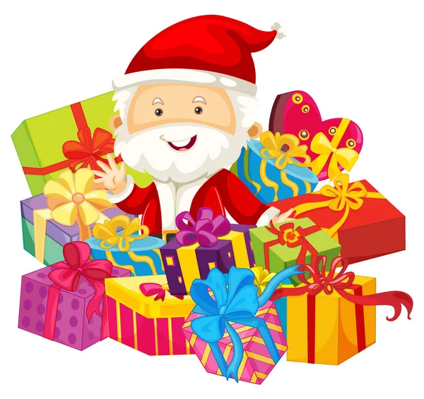 Новорічна тема з Дід Мороз і подарунки — стоковий вектор