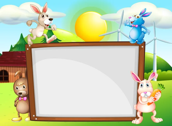 Modello di carta con conigli sullo sfondo — Vettoriale Stock