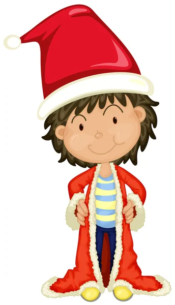 Pojke i Santa hatt och mantel — Stock vektor
