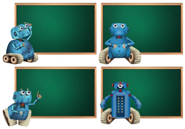 Modèle de tableau avec robot bleu — Image vectorielle