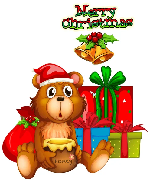 Projektowanie kartki świąteczne z niedźwiedzia i prezenty — Wektor stockowy