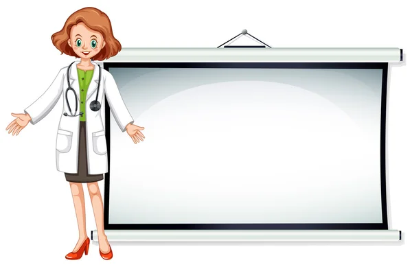 Board template with doctor standing — Stock Vector