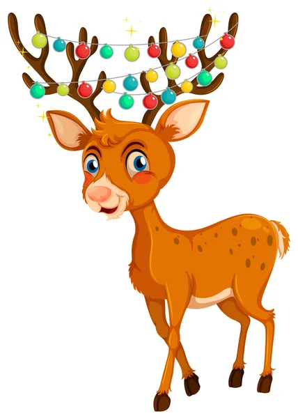Thème de Noël avec rennes et lumières — Image vectorielle